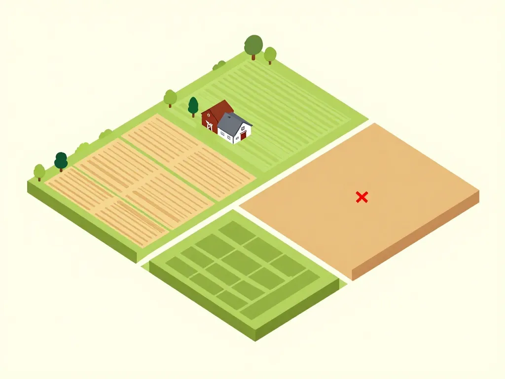 Astuce pour construire sur terrain agricole, schéma des zones constructibles et agricoles