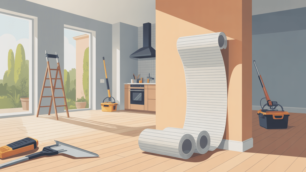 illustration bande autocollante pour placo sur mur préparé