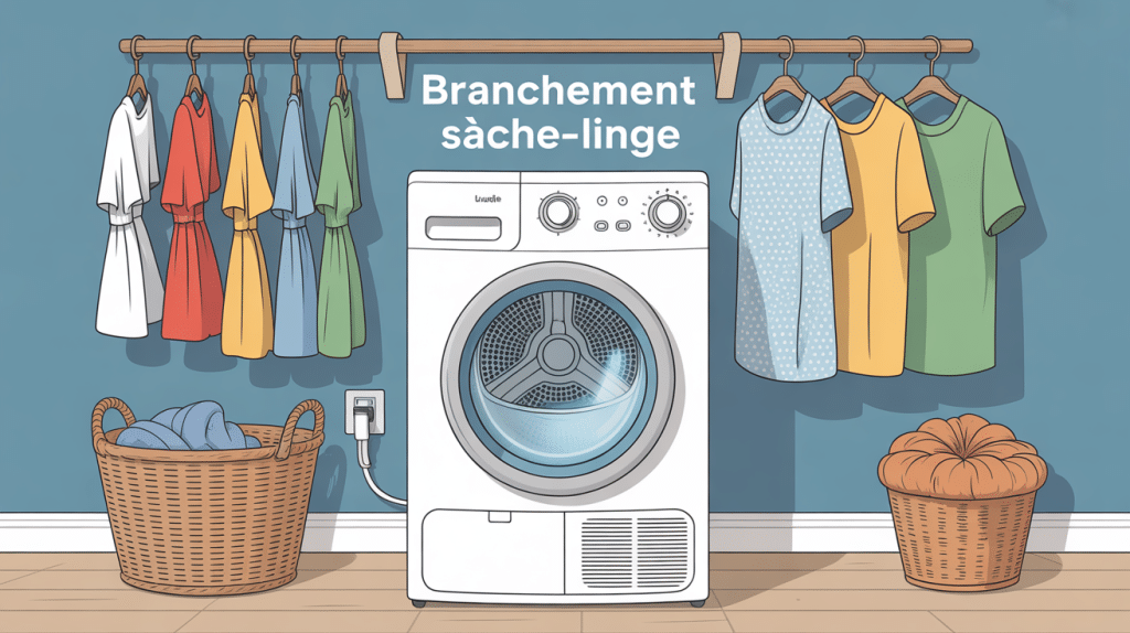 Illustration branchement seche linge accessoires buanderie