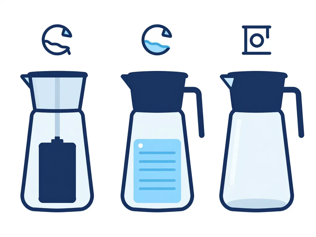 diagramme concept changer pile carafe brita modèles options