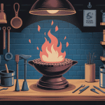 Enclume forgeron entourée d’outils dans atelier traditionnel