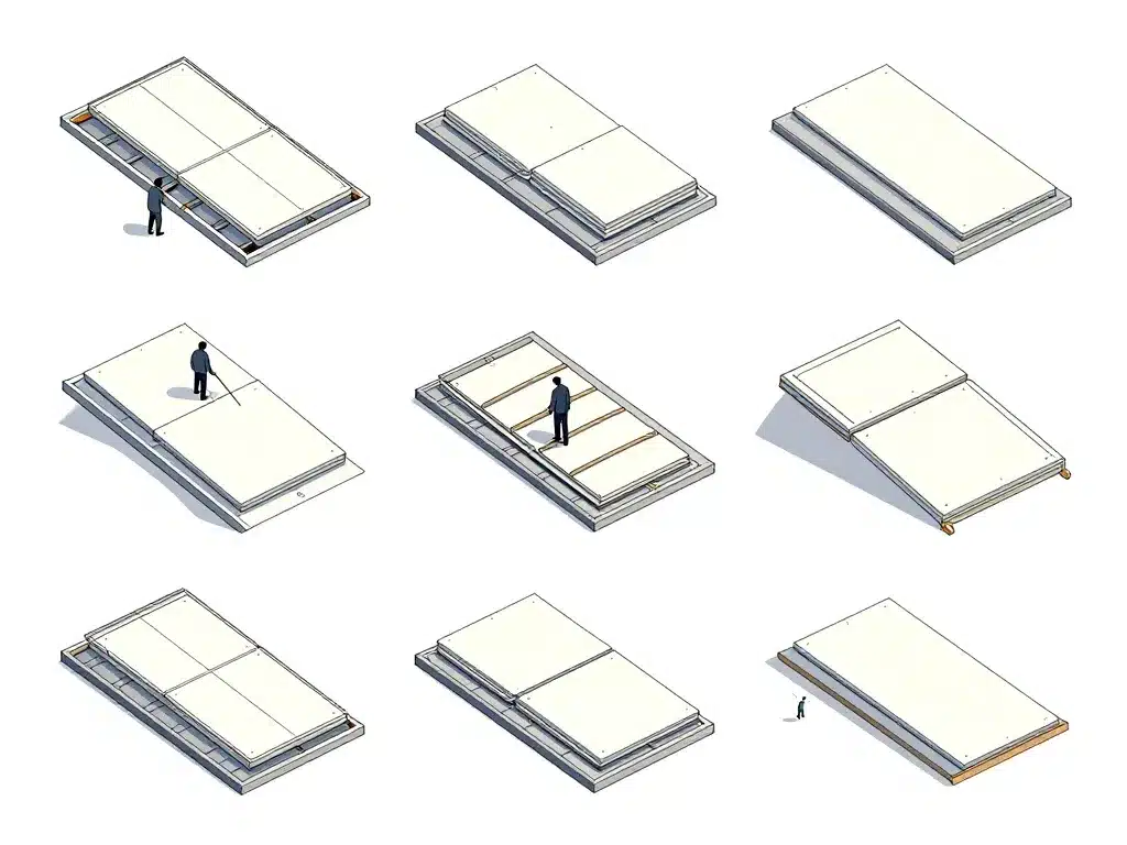 étapes installation pose panneaux sandwich pour toiture infographie SEO