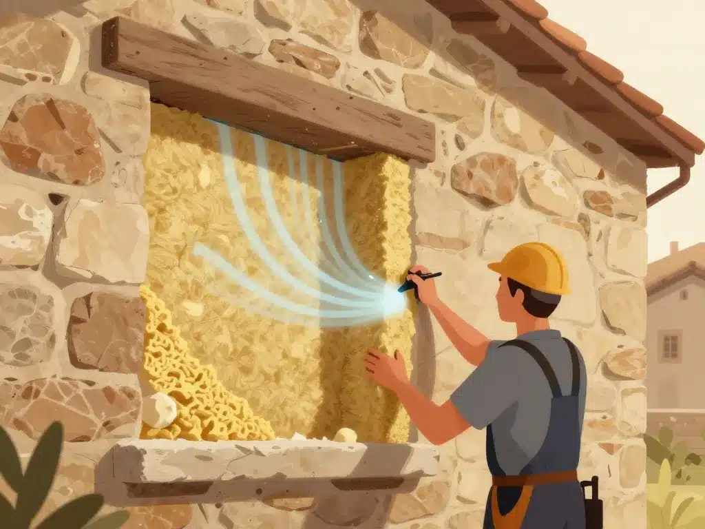 Isolation intérieure mur pierre 50 cm bio-sourcé et humidité