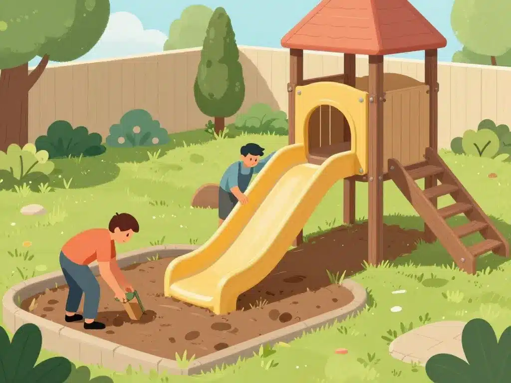 installation glissiere toboggan jardin étapes securite