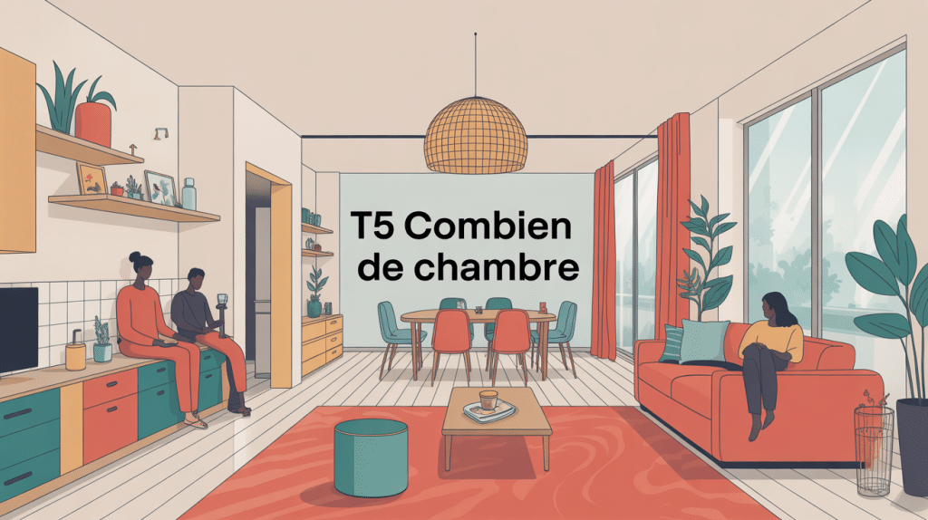 Illustration T5 combien de chambre avec séjour et chambres lumineuses
