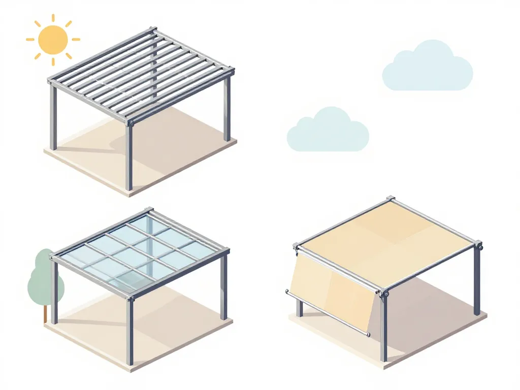 Diagramme types toit pergola bioclimatique aluminium verre toile