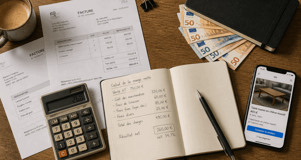 acheter pour revendre bureau factures calculatrice billets
