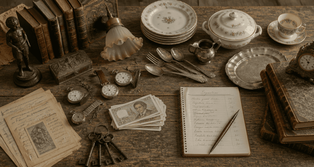 brocanteur qui achète tout objets anciens sur table