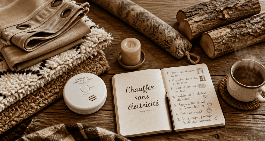 comment chauffer une pièce sans électricité, astuces et objets