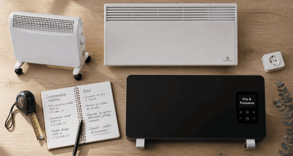 convecteur électrique prix trois modèles sur table