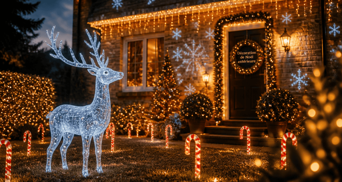 decoration noel exterieur jardin lumineux