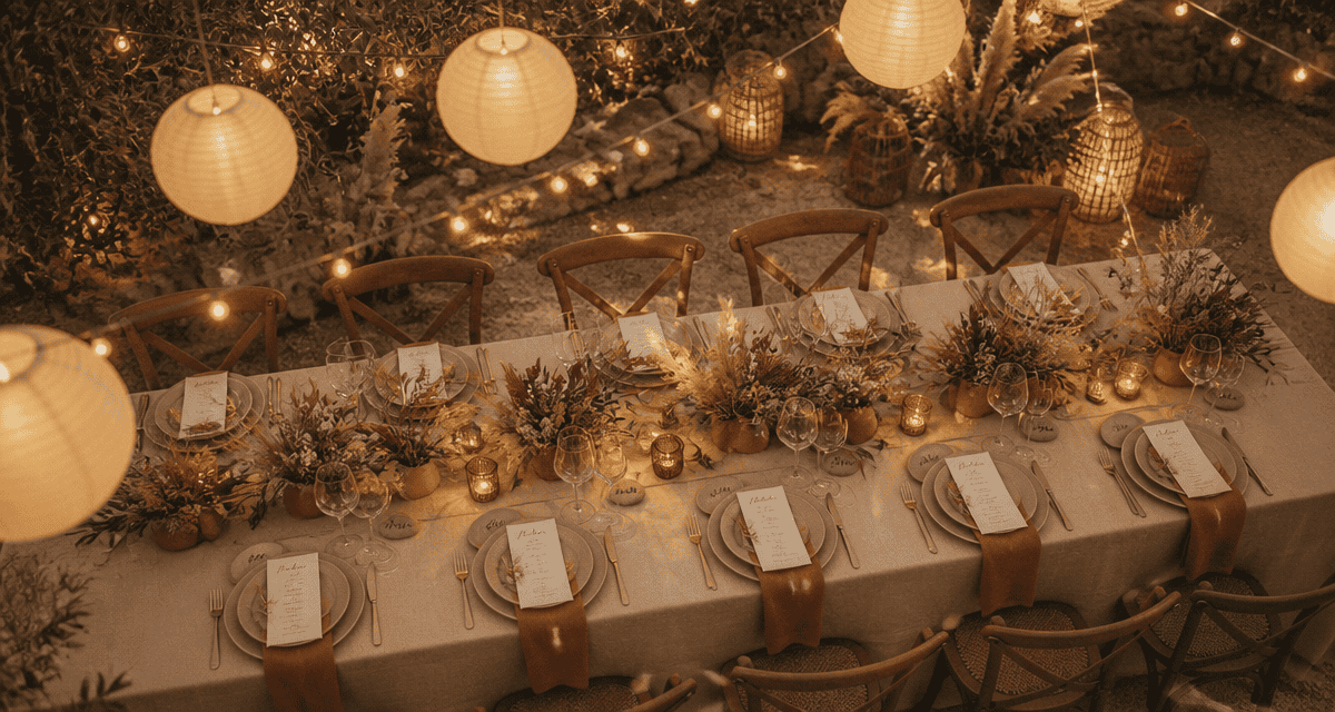 Decos de mariage table dressée extérieur