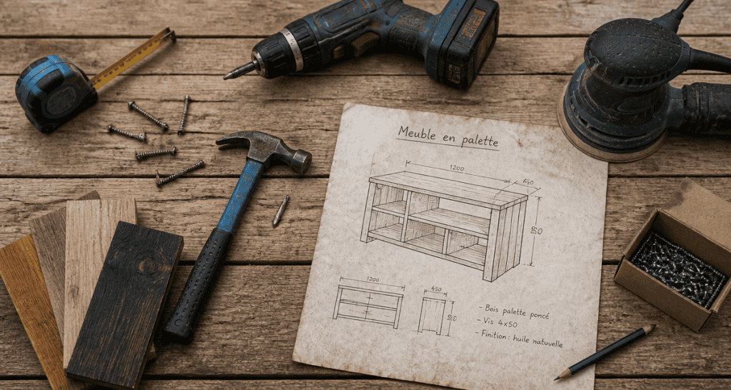 fabriquer meuble palette établi outils