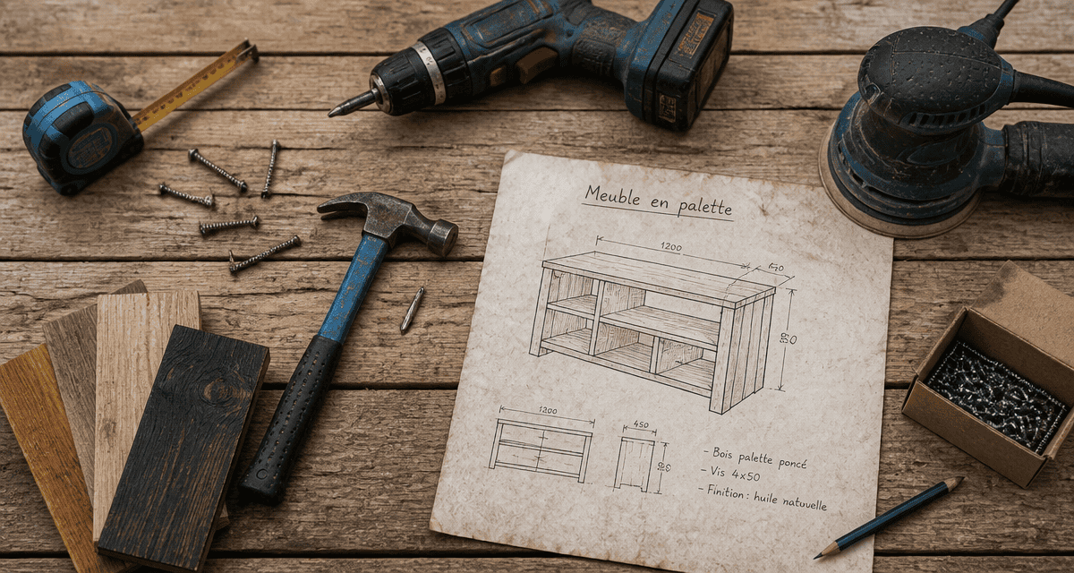 fabriquer meuble palette établi outils