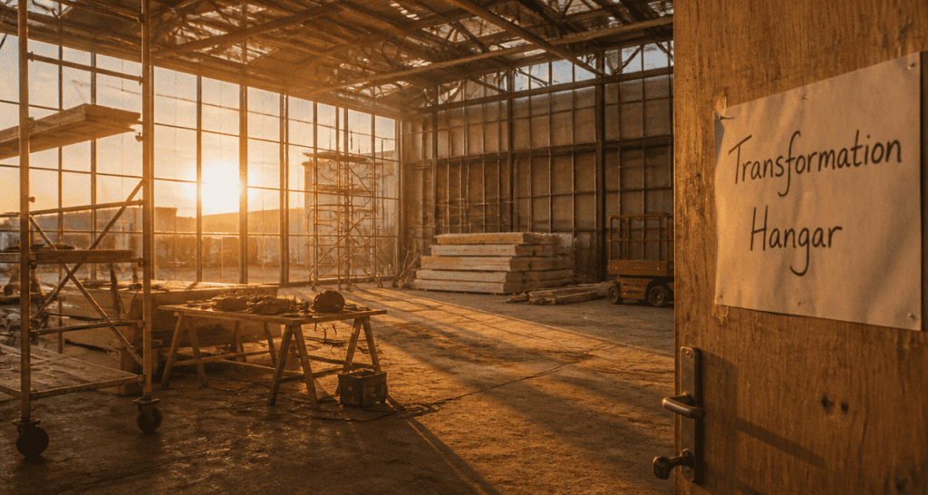 chantier hangar aménagé en maison lever de soleil