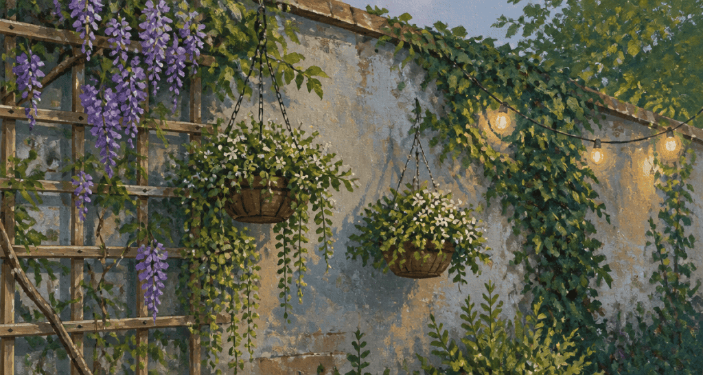 idee pour cacher un mur exterieur avec plantes grimpantes