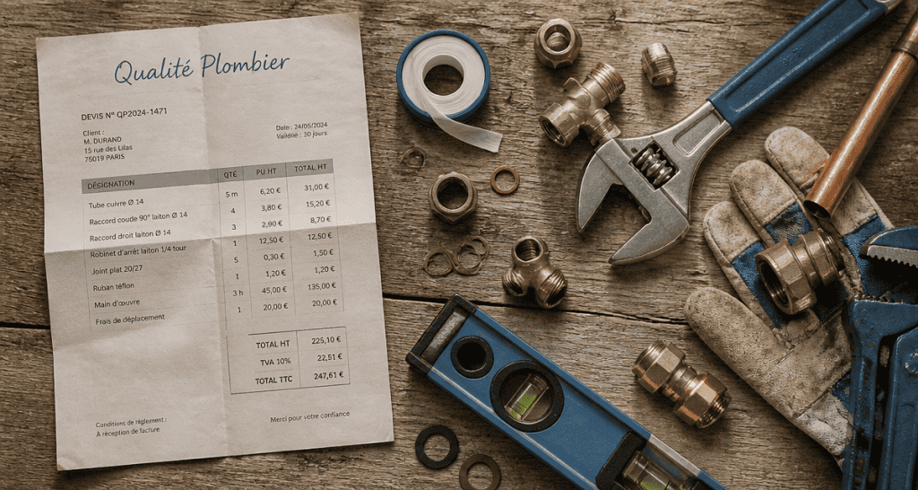 qualité plombier outils de plomberie sur plan de travail