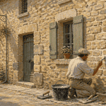 Renovation facade pierre apparente village