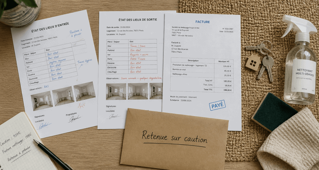 Retenue sur caution pour nettoyage, preuves et documents