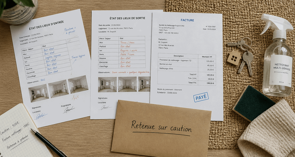 Retenue sur caution pour nettoyage, preuves et documents