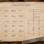 symbole schéma électrique sur plan avec outils