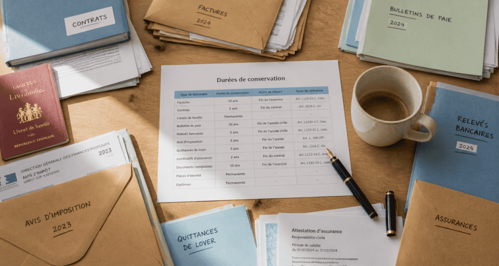 tableau récapitulatif combien de temps garder ses papiers pdf