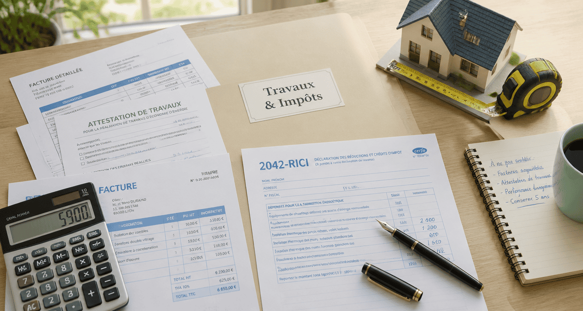 travaux maison impots bureau documents fiscaux