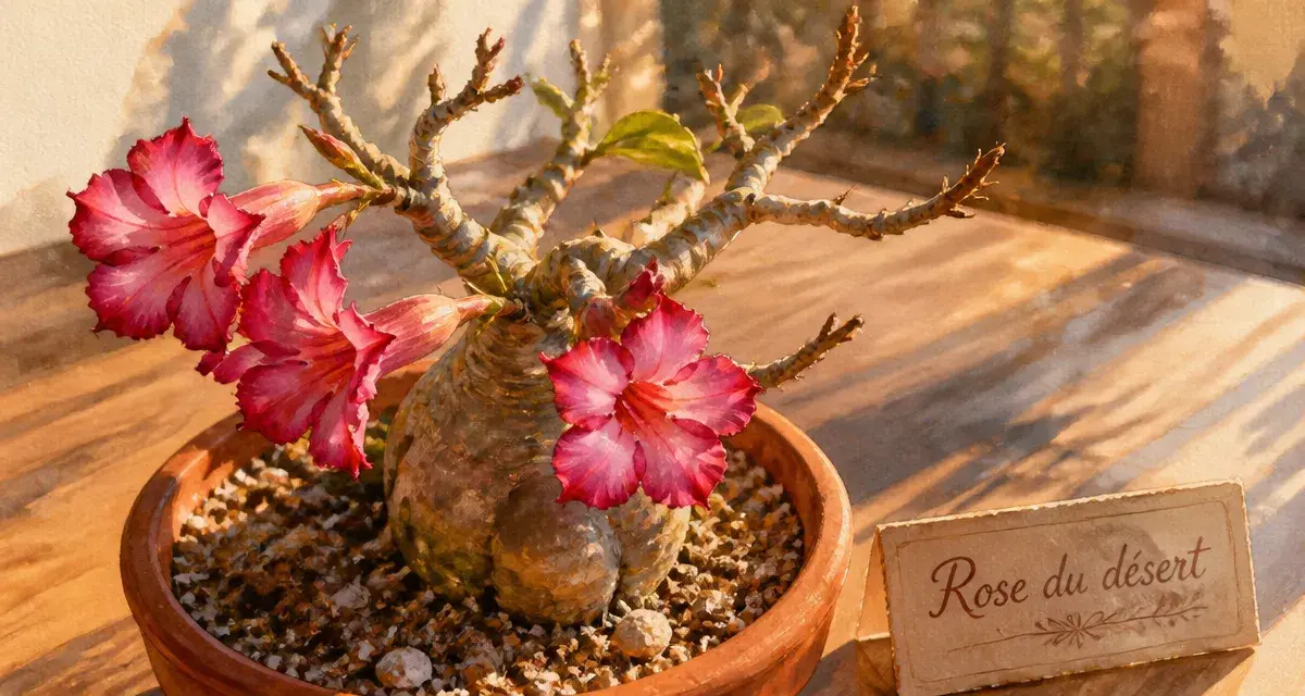 Adenium rose du désert en fleurs, seuil 10°C pour réussir l’arrosage