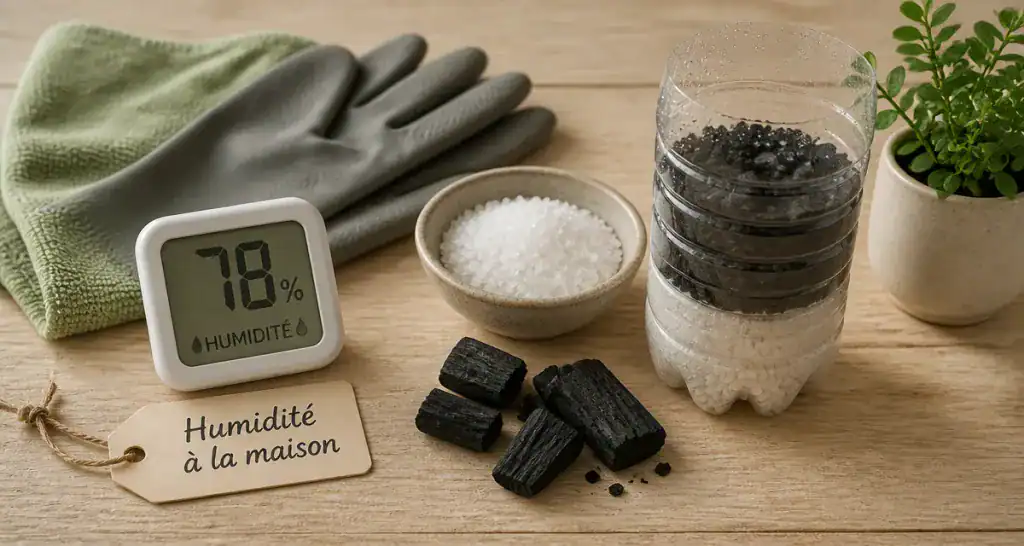 comment déshumidifier une pièce avec sel charbon bouteille et hygromètre