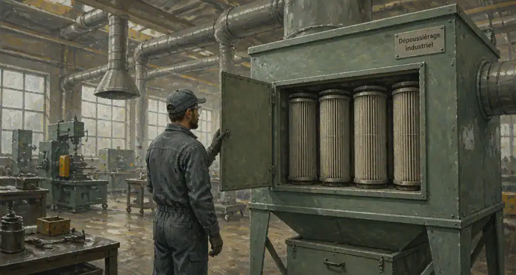 dépoussiéreur industriel dans un atelier