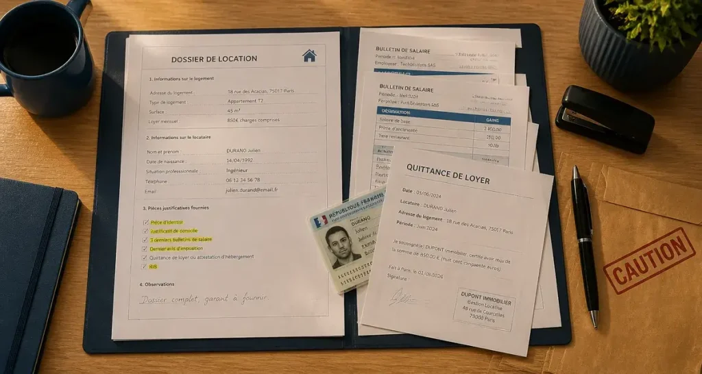 Dossier pour location garant : documents interdits et pièces obligatoires (pièces justificatives masquées)