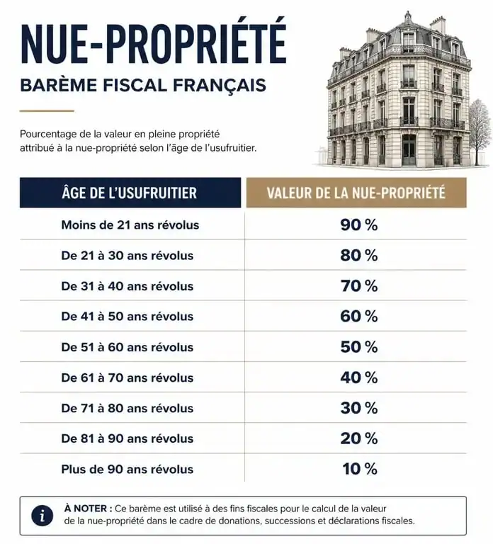 Barème fiscal de la donation en nue-propriété après 70 ans