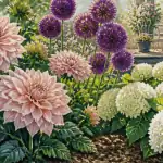 grosse fleur dahlias alliums hortensias jardin
