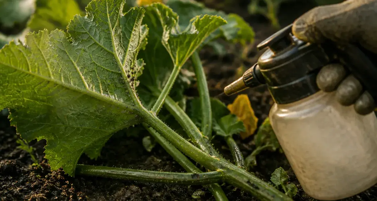 Puceron courgette sur feuilles, savon noir et prévention au potager