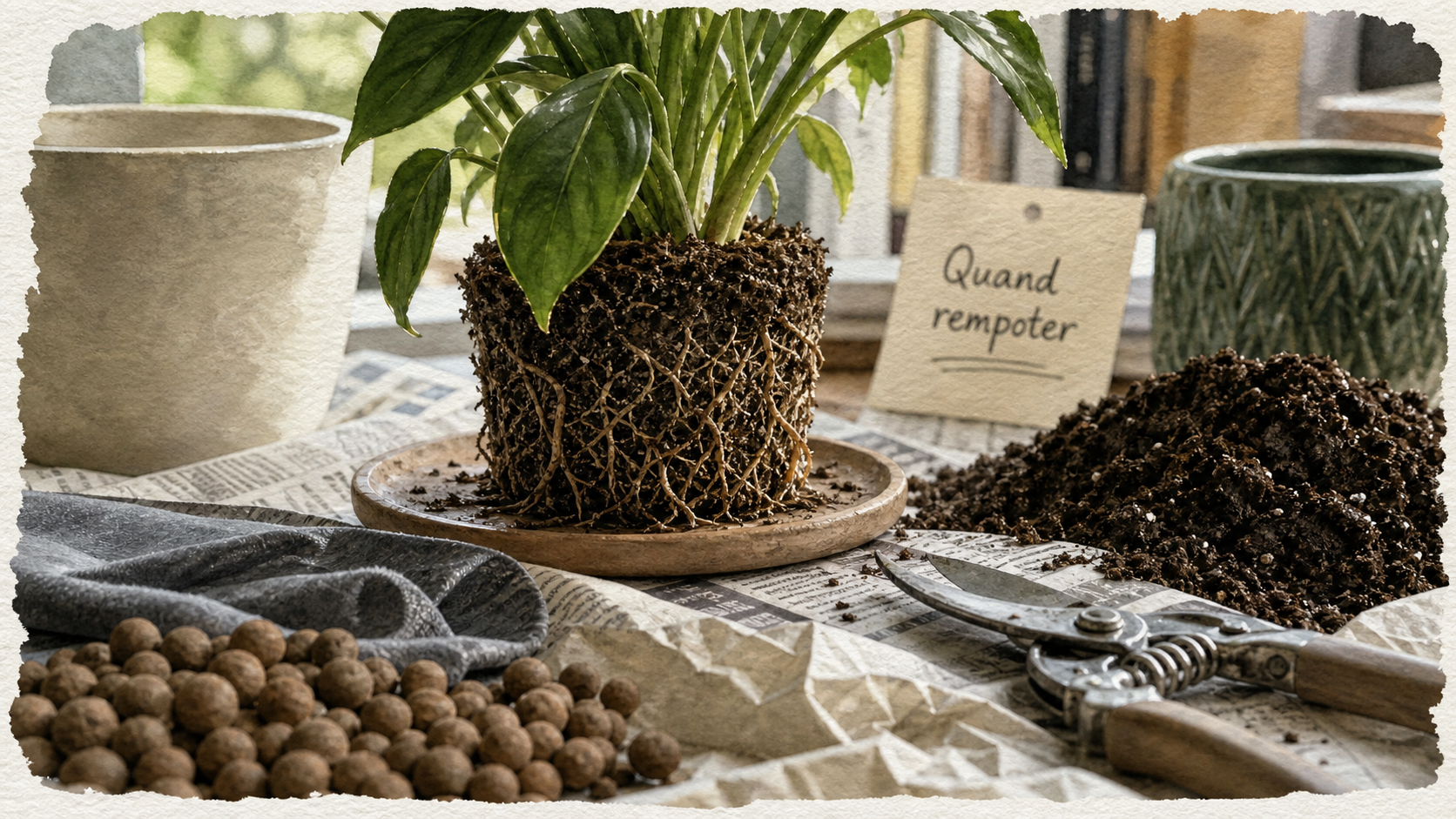 Quand rempoter une plante : rempotage en intérieur, racines visibles et terreau