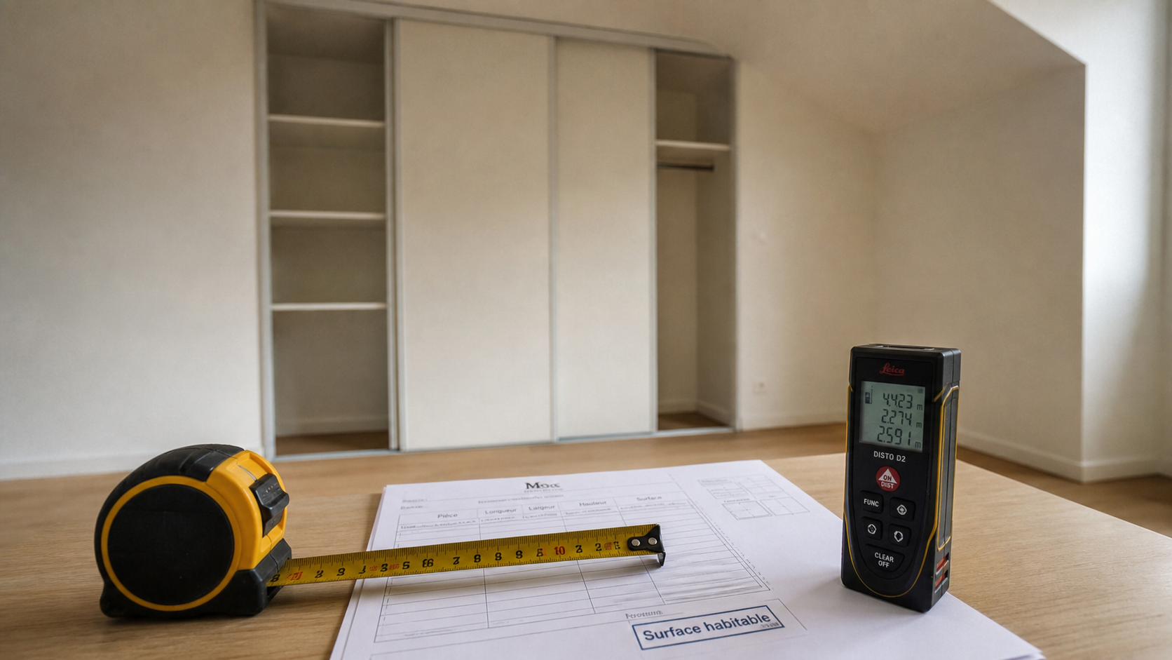 Placard et surface habitable, mesure 1,80 m
