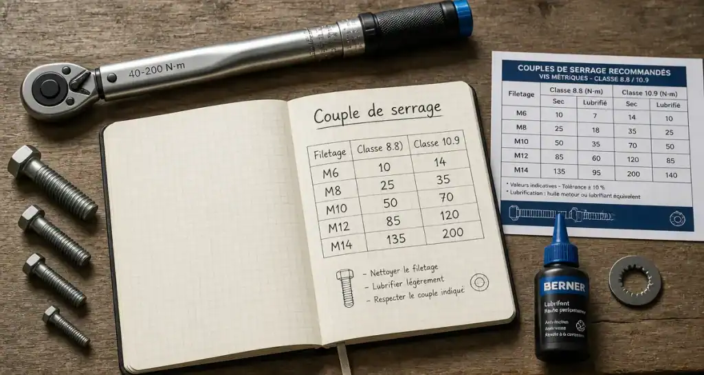 serrage vis outils et tableau sur établi