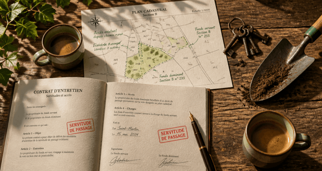 servitude de passage entretien plan cadastral contrat clés