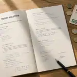 vente locative contrat clés et argent sur table