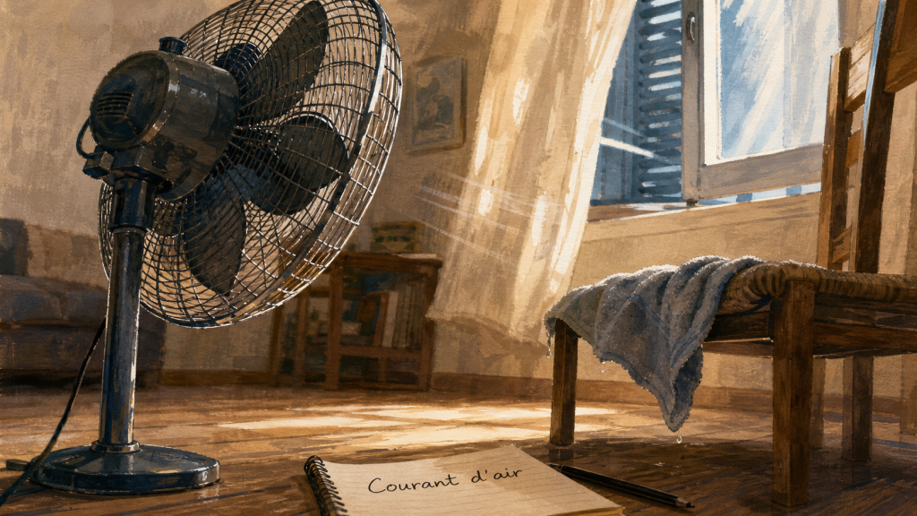 Comment rafraîchir une pièce avec un ventilateur : courant d’air sur serviette humide