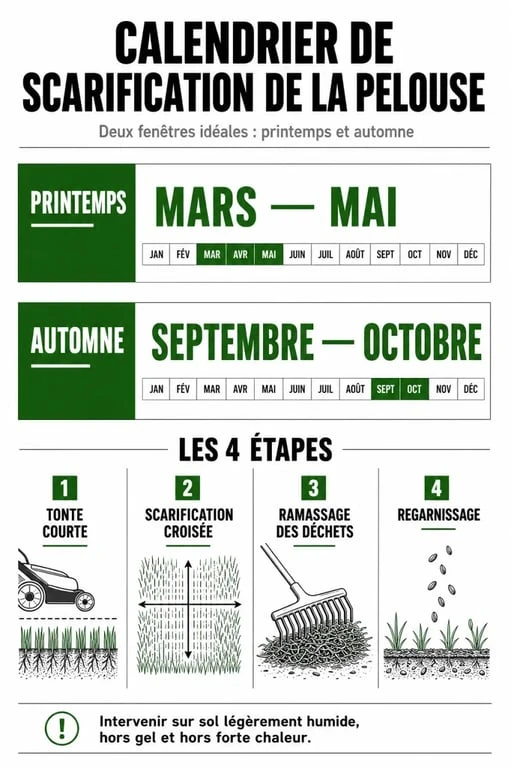 Calendrier et étapes clés pour scarifier sa pelouse efficacement