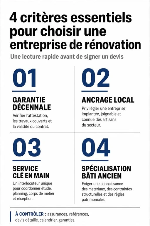 Infographie des critères de choix pour une rénovation de maison dans le Morbihan