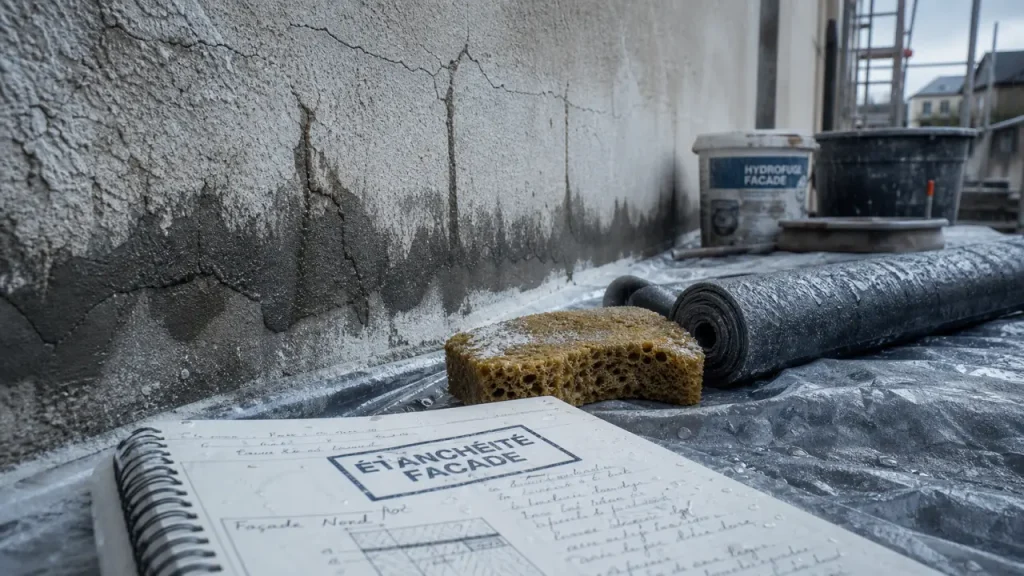 Étanchéité façade : enduit technique, traces d’humidité et salpêtre