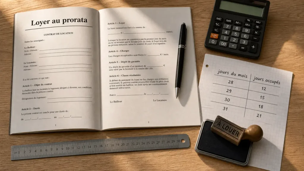 Loyer au prorata obligatoire : calcul des jours occupés