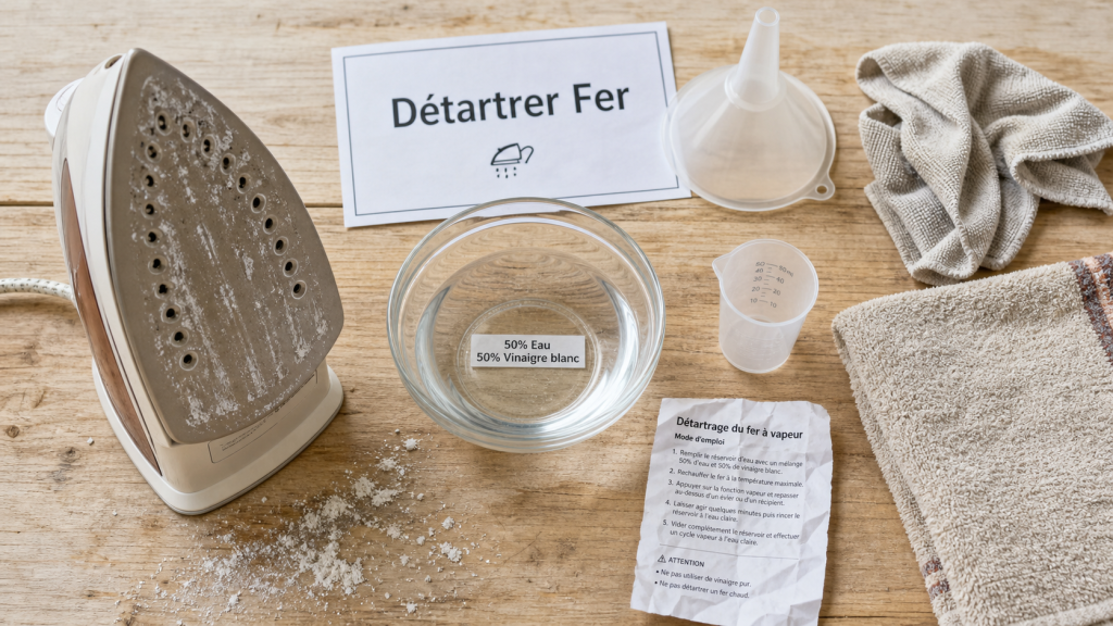 Nettoyer un fer à repasser calcaire au vinaigre pour enlever le calcaire de la semelle