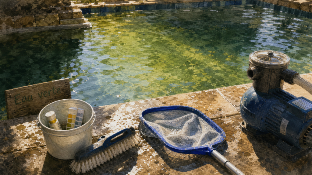 Nettoyer piscine verte : eau claire en 48 h, sans vider le bassin