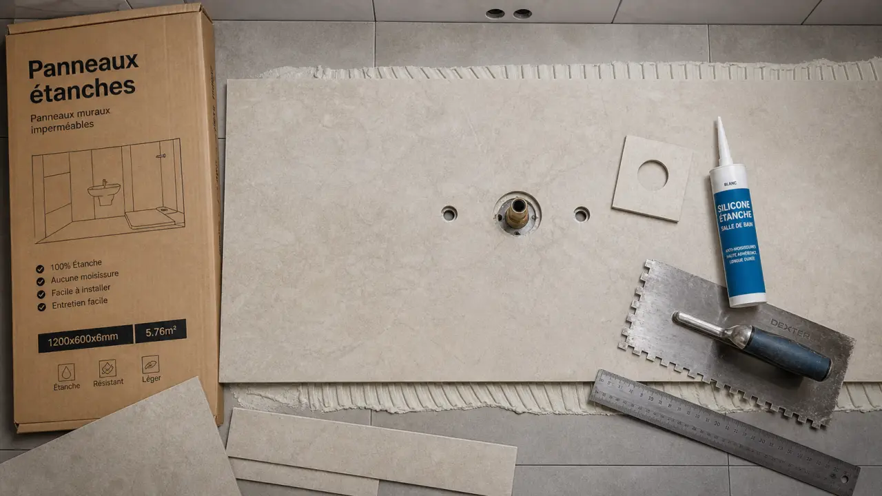 Panneaux d'habillage pour rénover sa salle de bains pas cher, installation sans démolition