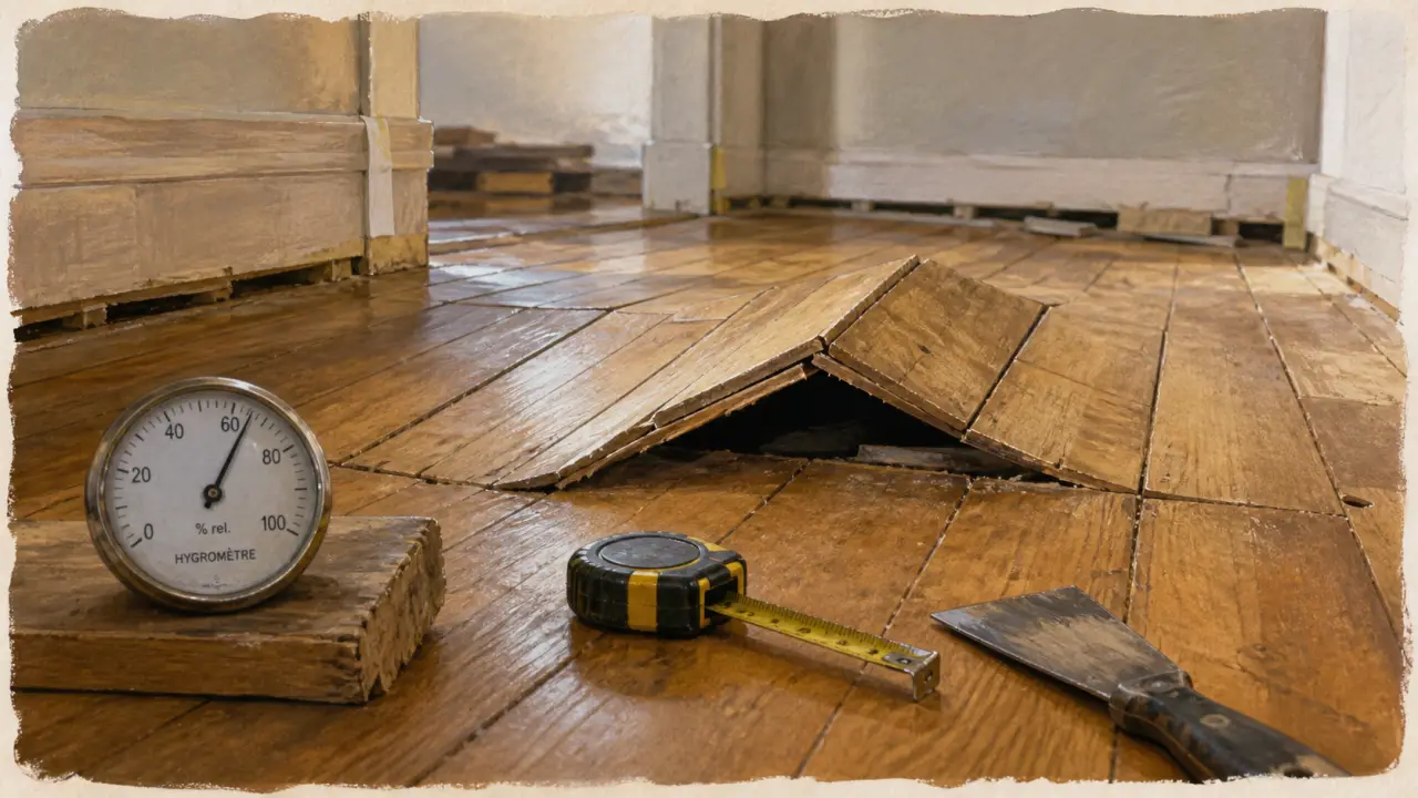 Parquet qui se soulève : lames gondolées dues à l’humidité
