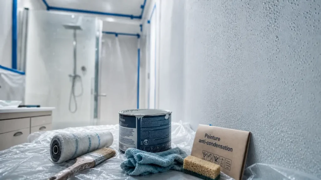 Peinture anti condensation sur mur froid avec traces de condensation