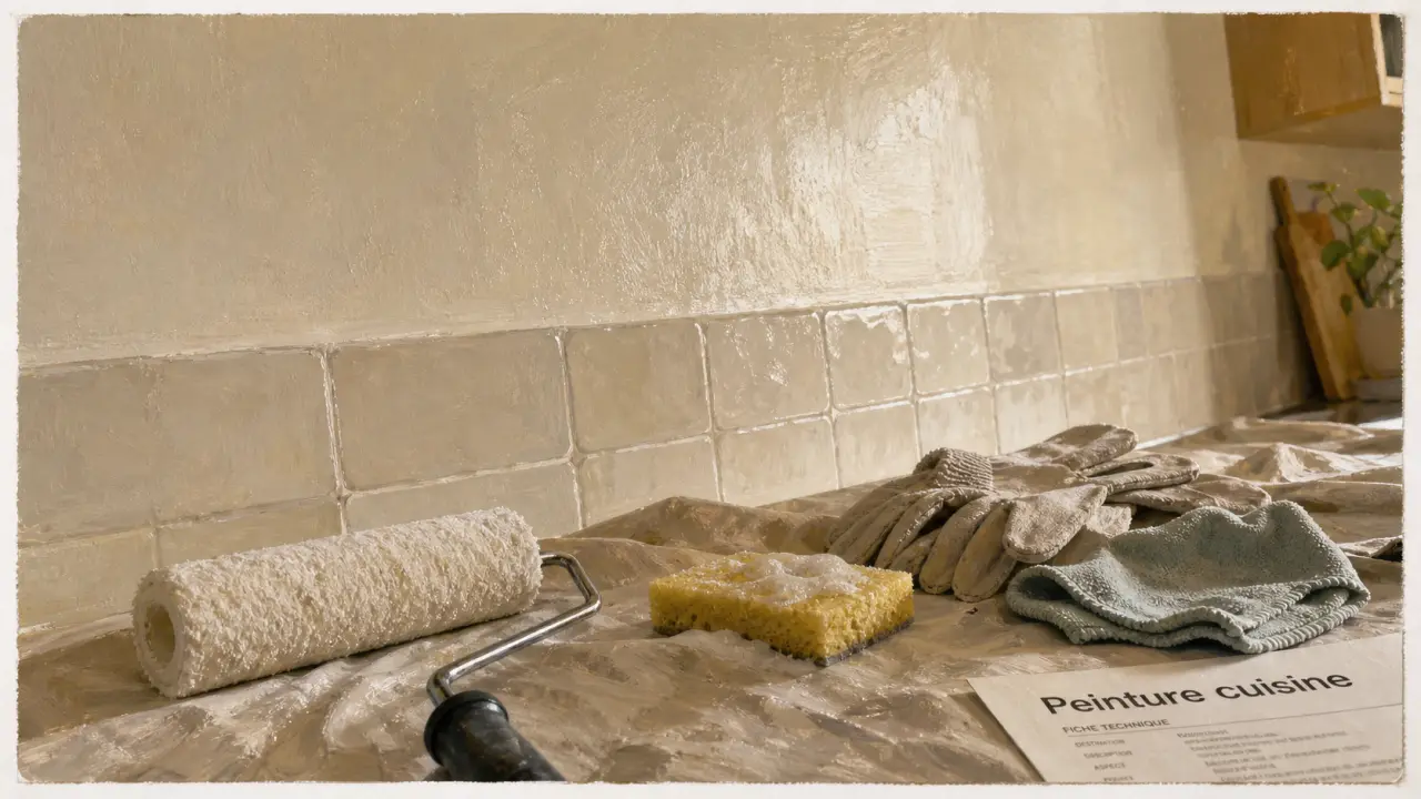 Peinture pour la cuisine satiné lessivable, mur et crédence repeints
